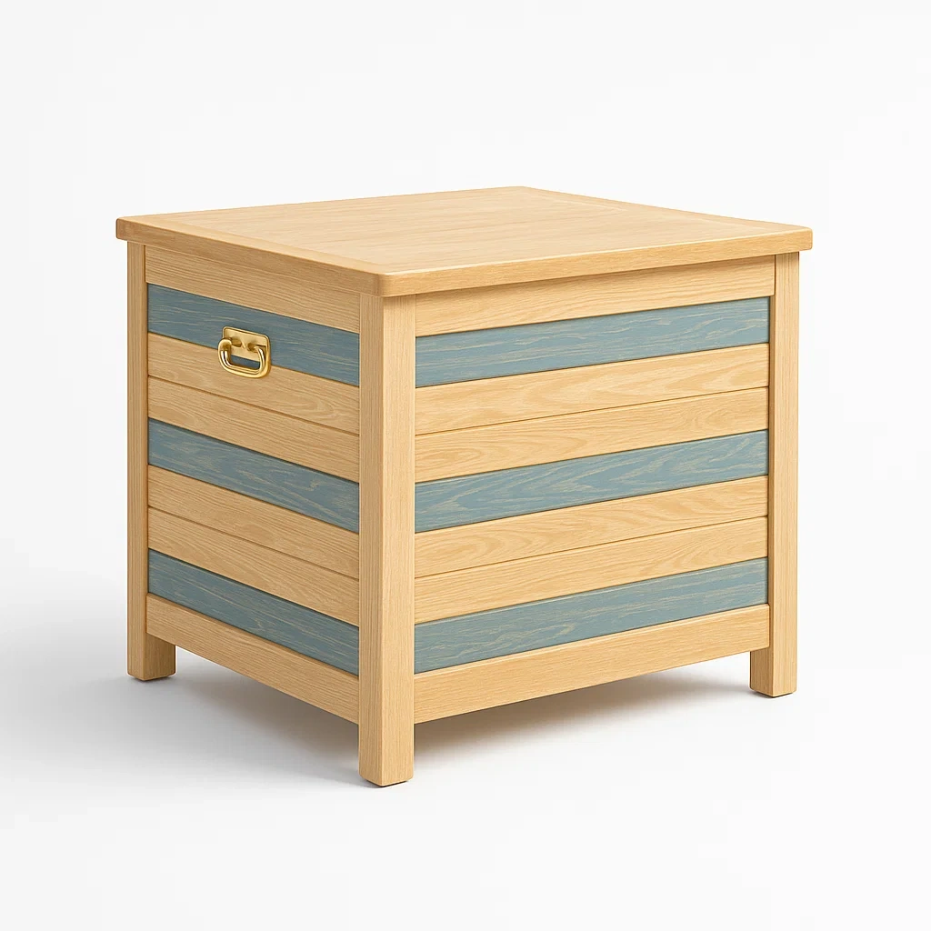 Cassoni in legno di pino naturale/blu