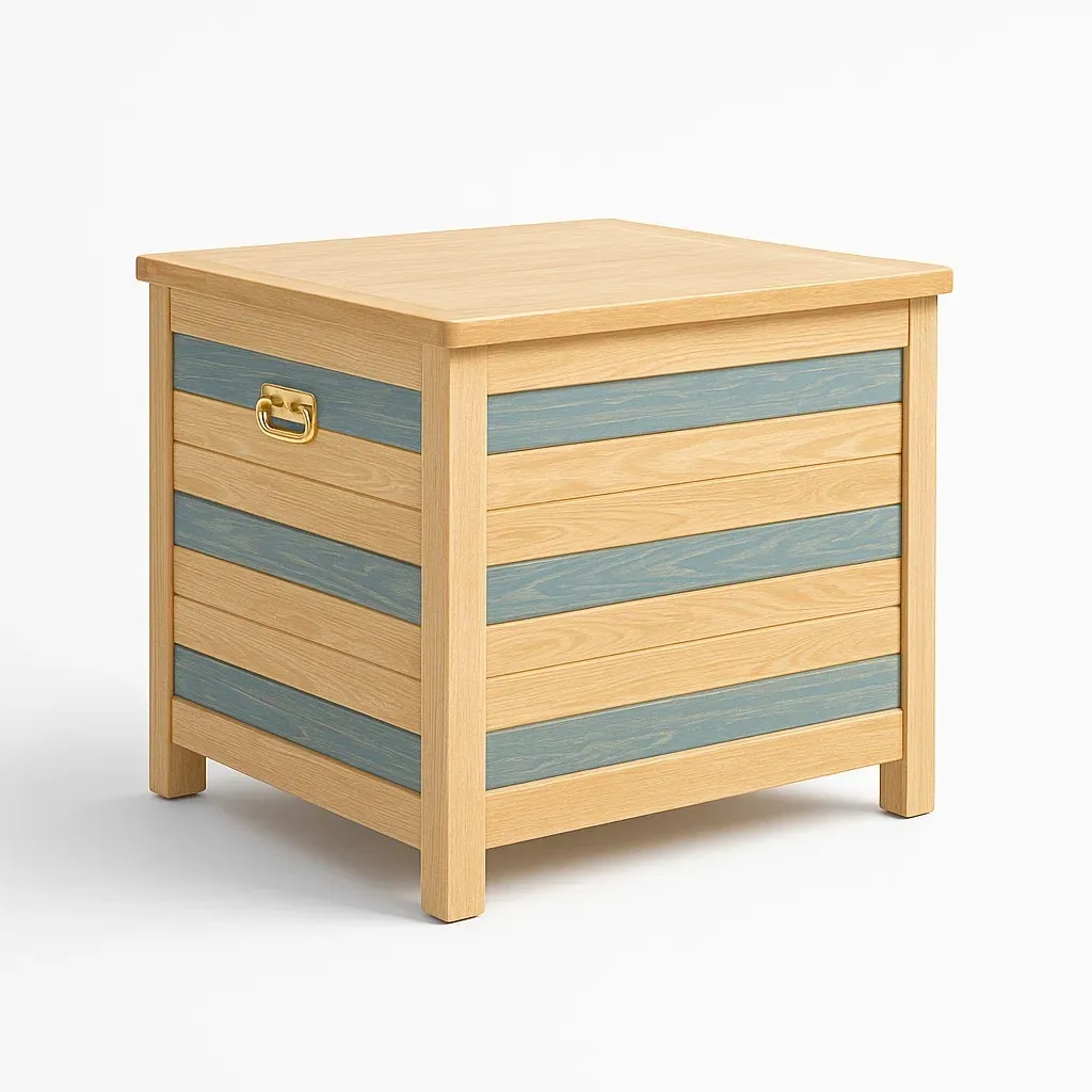 Cassoni in legno di pino naturale/blu