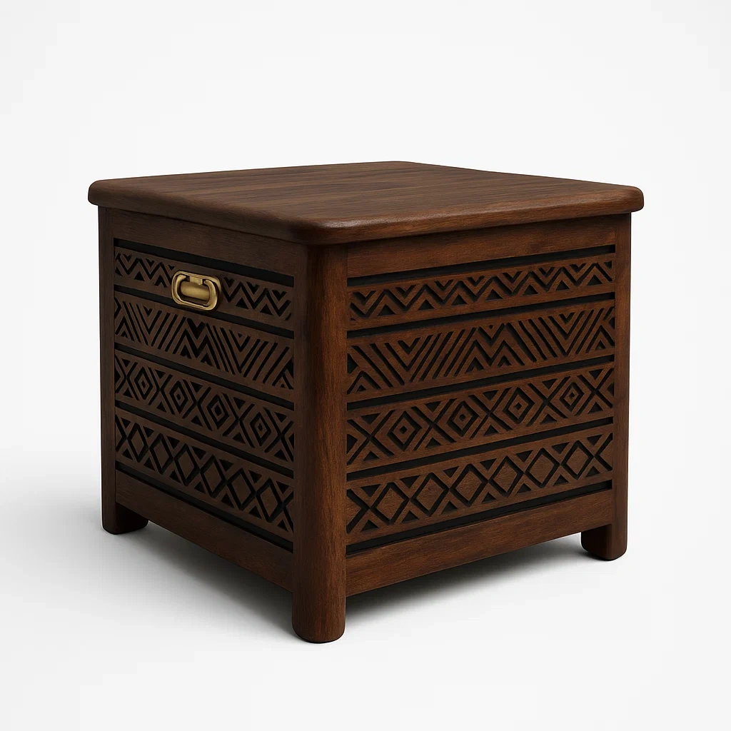 Cassoni in legno massiccio con intagli decorativi 40x40x40 cm