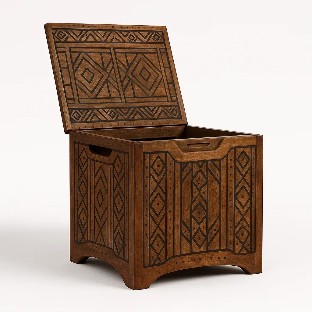 Cassoni in legno intagliato marrone 40x40x50 cm