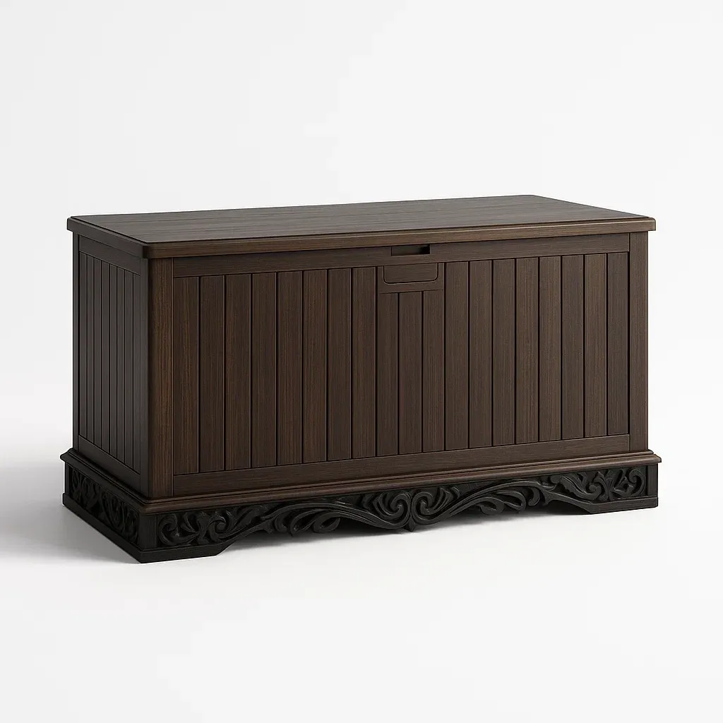 Cassoni rettangolari in legno intagliato marrone