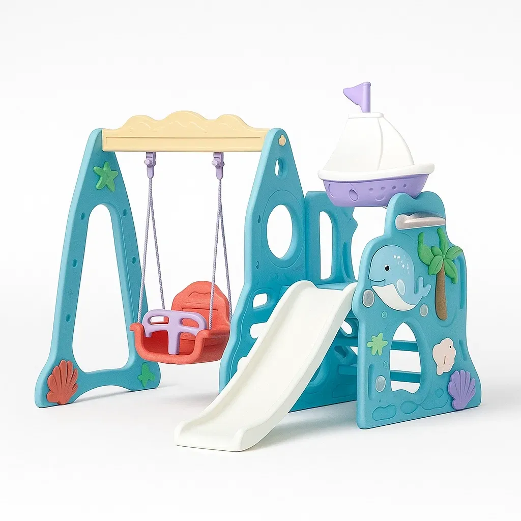 Set scivolo e altalena in plastica multicolore per bambini