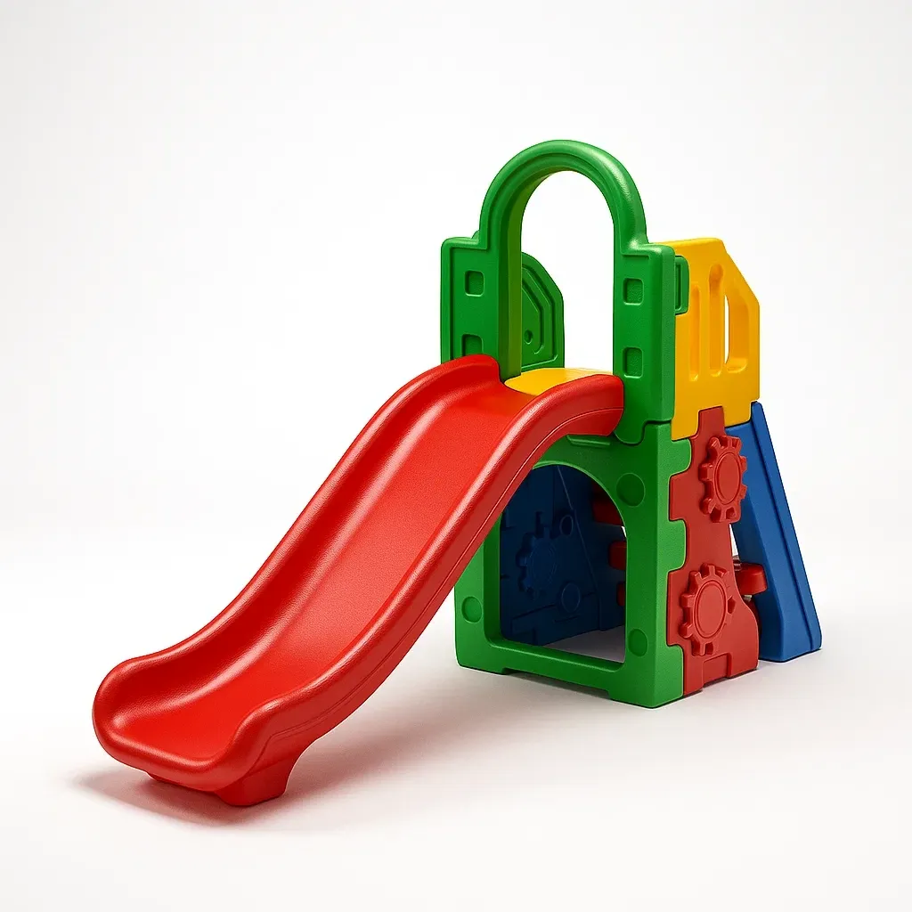 Scivolo multicolore in plastica per bambini con area di arrampicata
