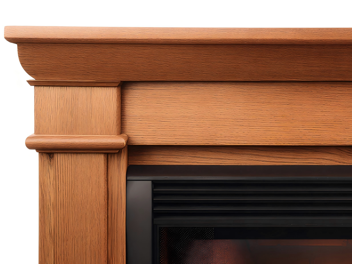 Cheminée à gaz décorative en bois 118x36x95 cm - chêne clair/noir - style classique