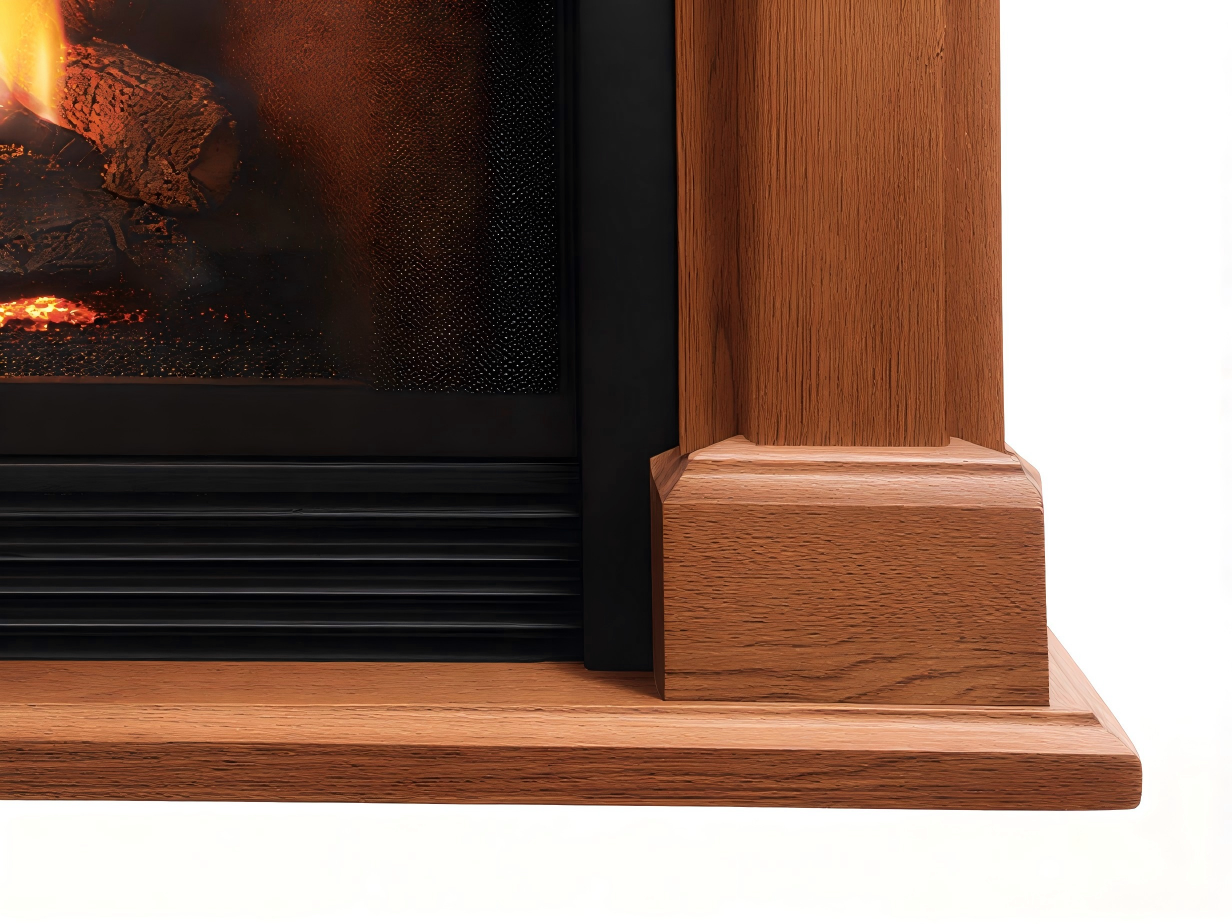 Cheminée à gaz décorative en bois 118x36x95 cm - chêne clair/noir - style classique