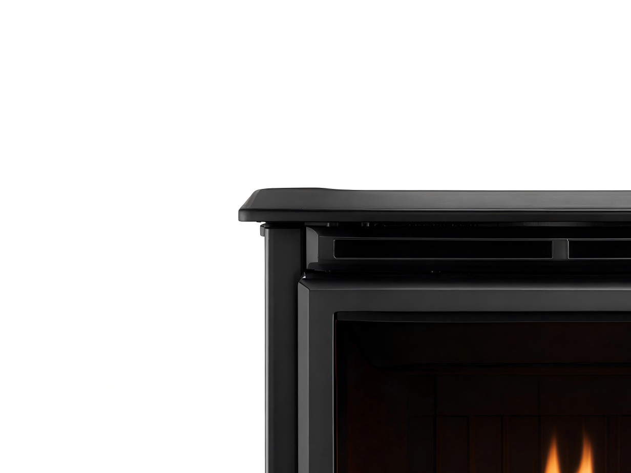 Cheminée à gaz décorative en métal 60x35x75 cm - noir - design compact