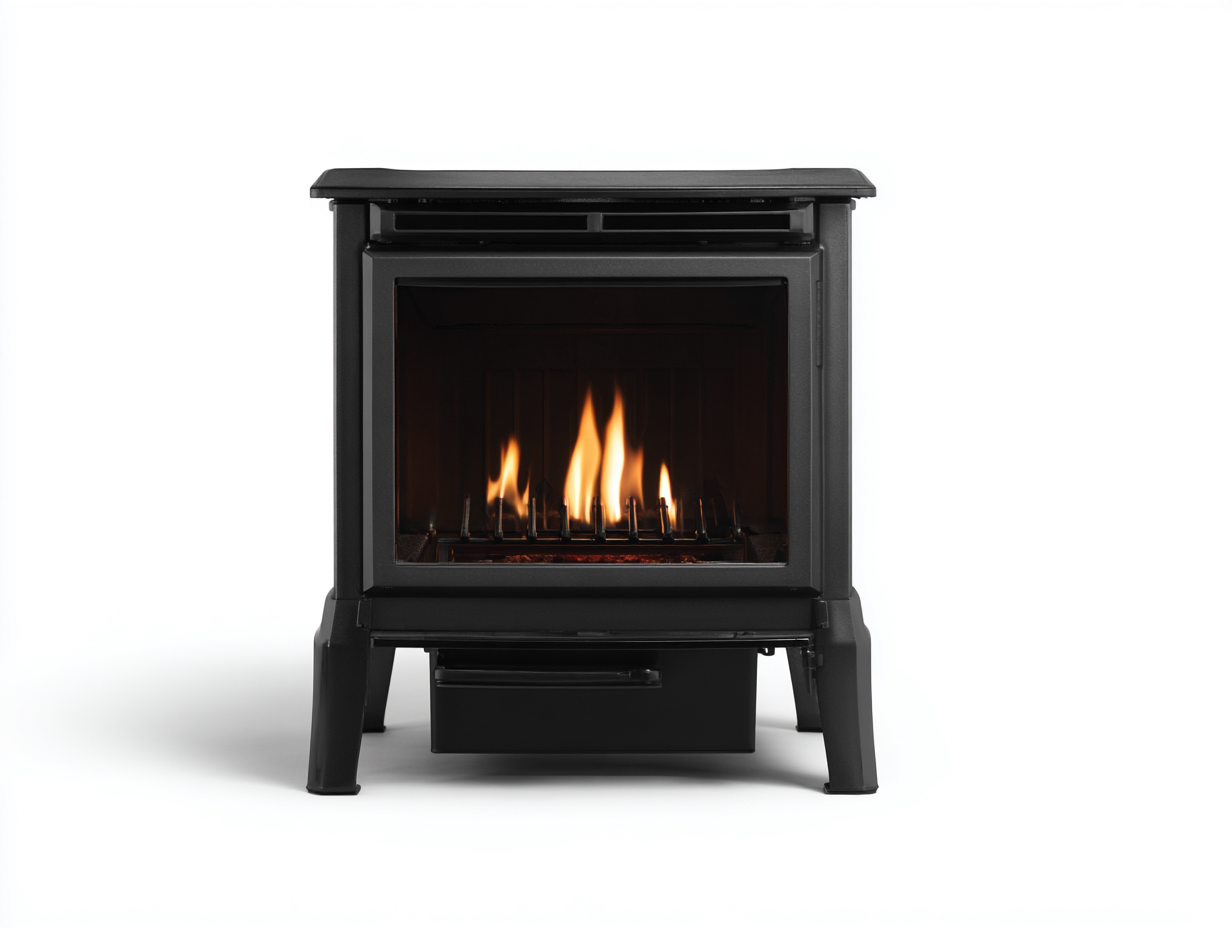 Cheminée à gaz décorative en métal 60x35x75 cm - noir - design compact