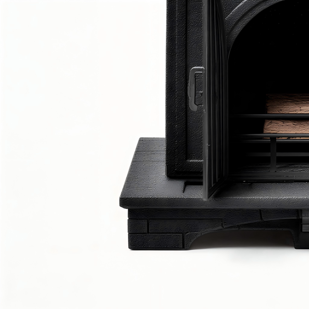 Poêle à bois en fonte 60x42x78 cm - noir - foyer traditionnel