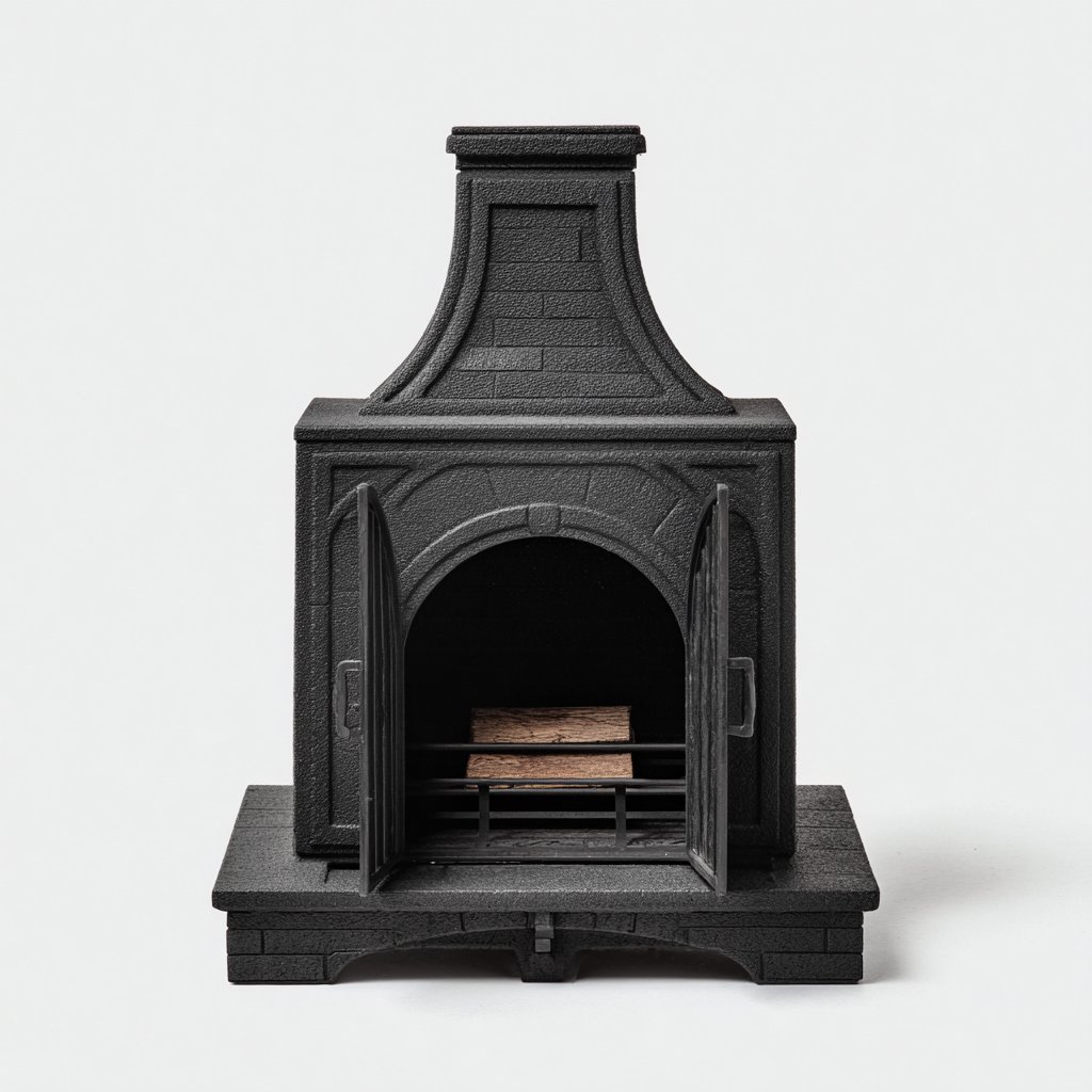 Poêle à bois en fonte 60x42x78 cm - noir - foyer traditionnel
