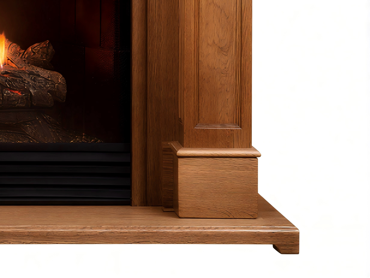 Cheminée à gaz décorative en bois 140x40x115 cm - brun/noir - encadrement classique