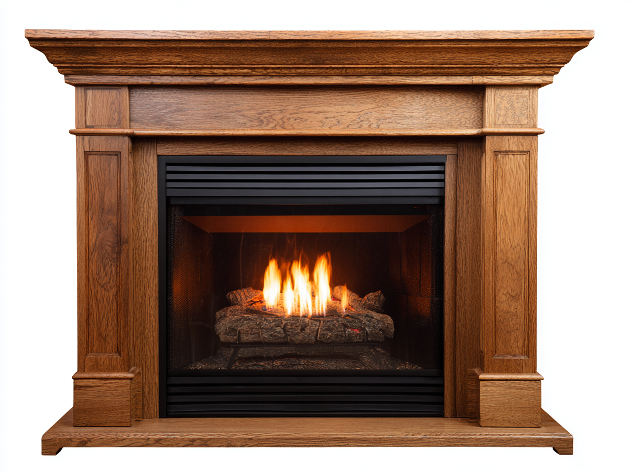 Cheminée à gaz décorative en bois 140x40x115 cm - brun/noir - encadrement classique