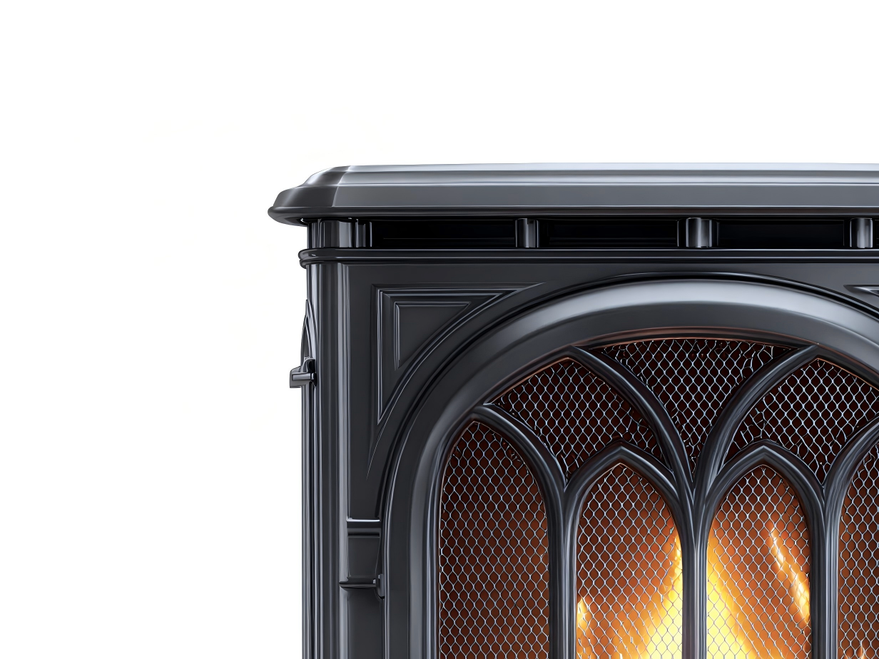 Cheminée à gaz décorative en métal 65x42x78 cm - noir - style classique