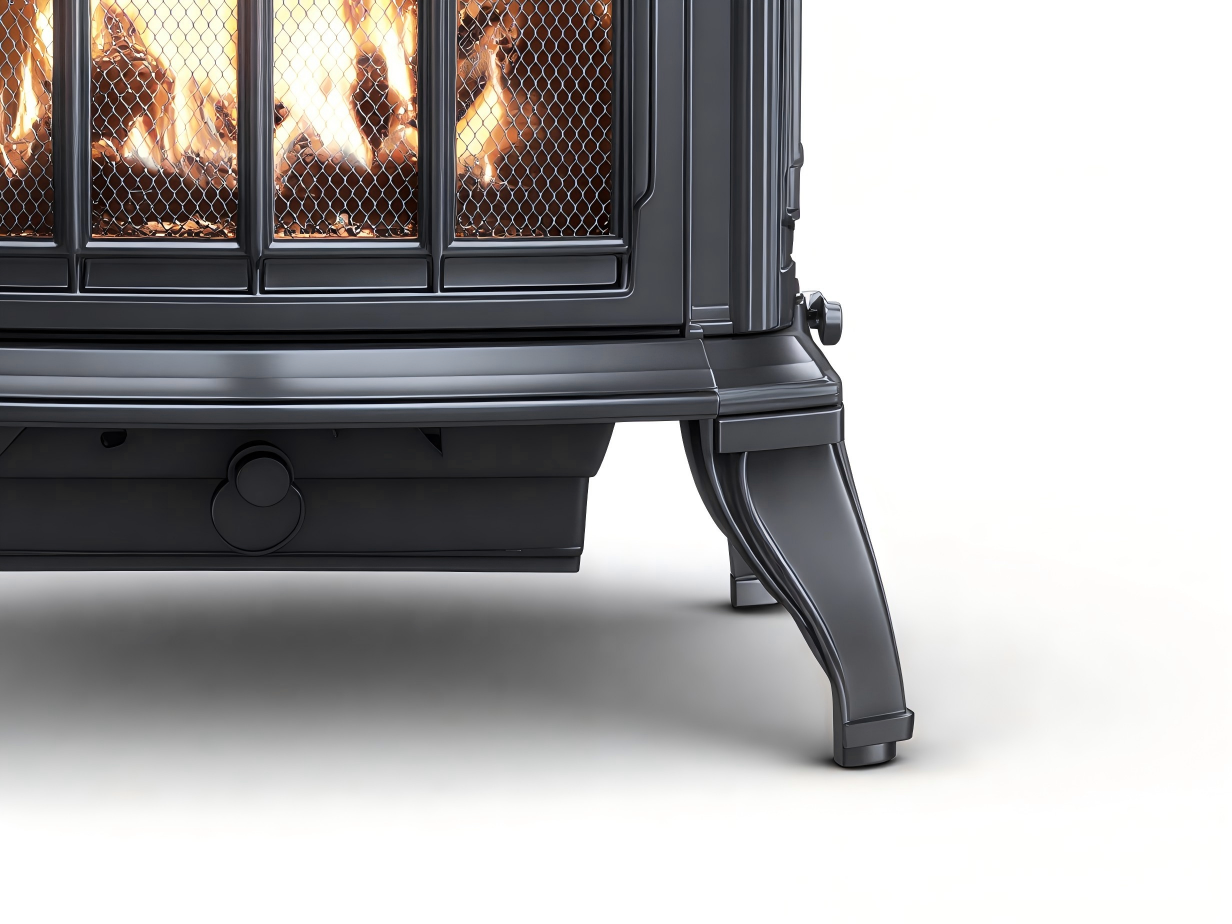 Cheminée à gaz décorative en métal 65x42x78 cm - noir - style classique