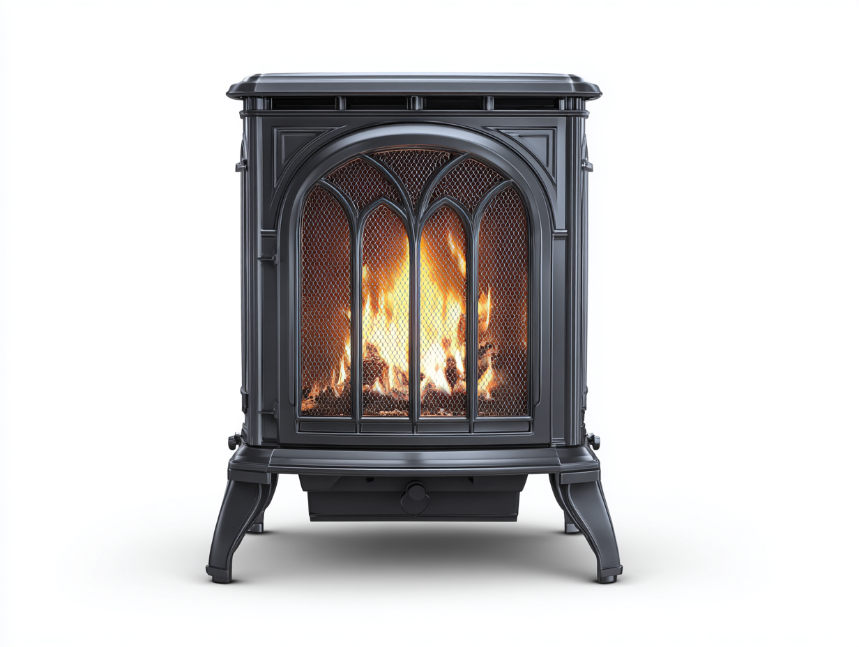 Cheminée à gaz décorative en métal 65x42x78 cm - noir - style classique