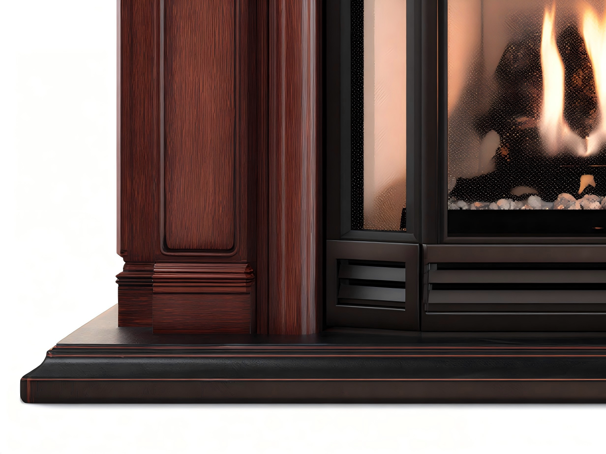 Cheminée à gaz décorative en bois 140x40x110 cm - marron rouge/noir - style classique