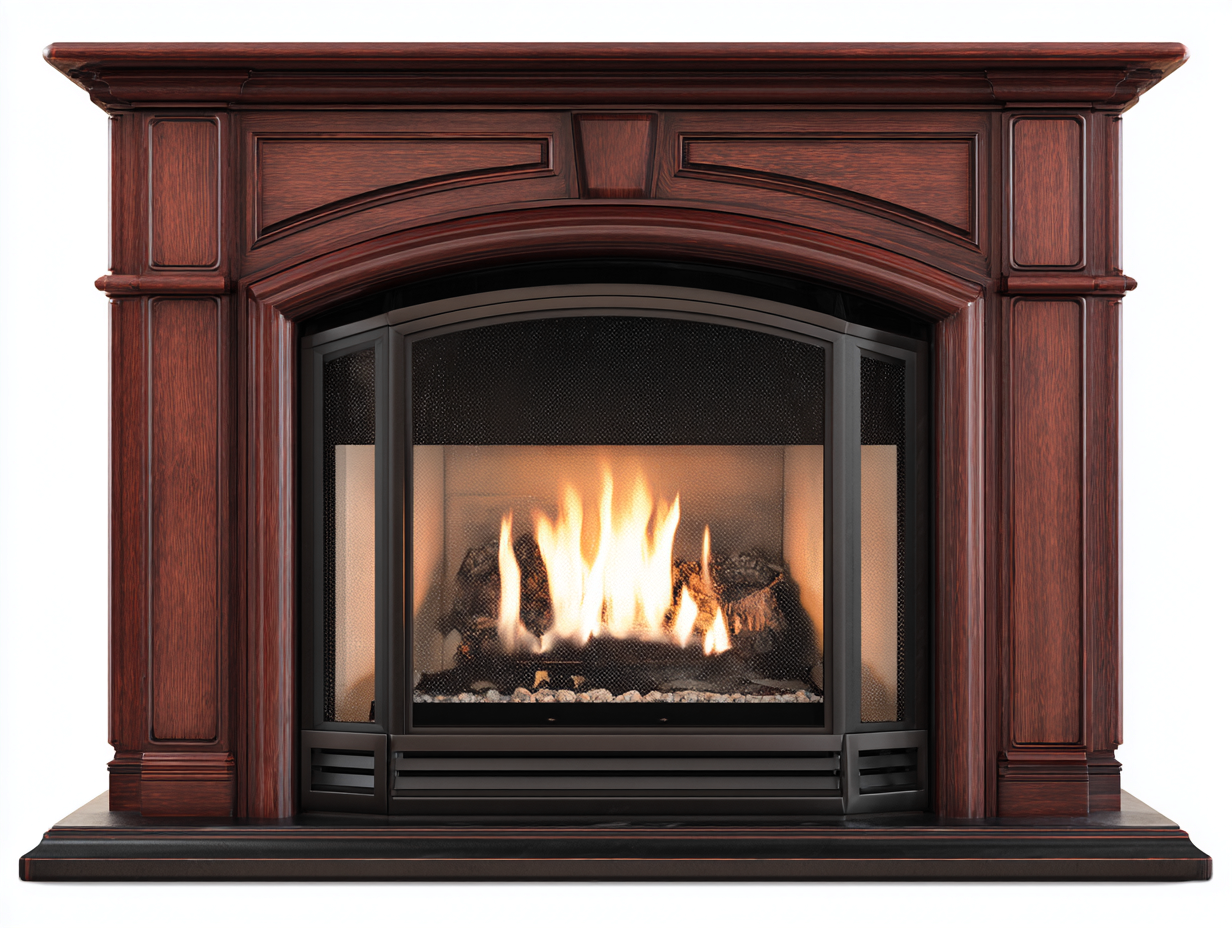 Cheminée à gaz décorative en bois 140x40x110 cm - marron rouge/noir - style classique