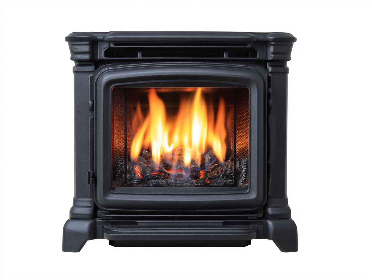 Cheminée à gaz - métal 60x40x75 cm - noir - style classique