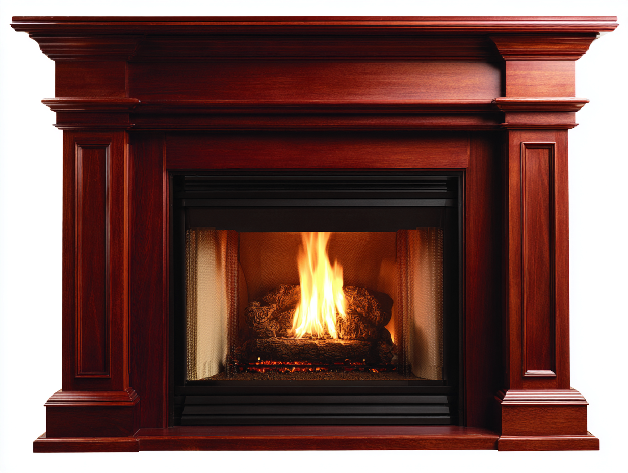 Cheminée au gaz bois 135x48x110 cm - marron/noir - style classique