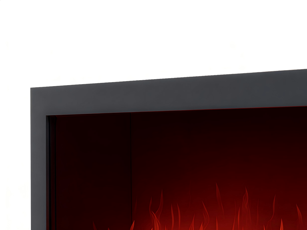 Cheminée électrique murale 155x16x52 cm - métal/verre trempé - noir - flamme LED rouge réaliste