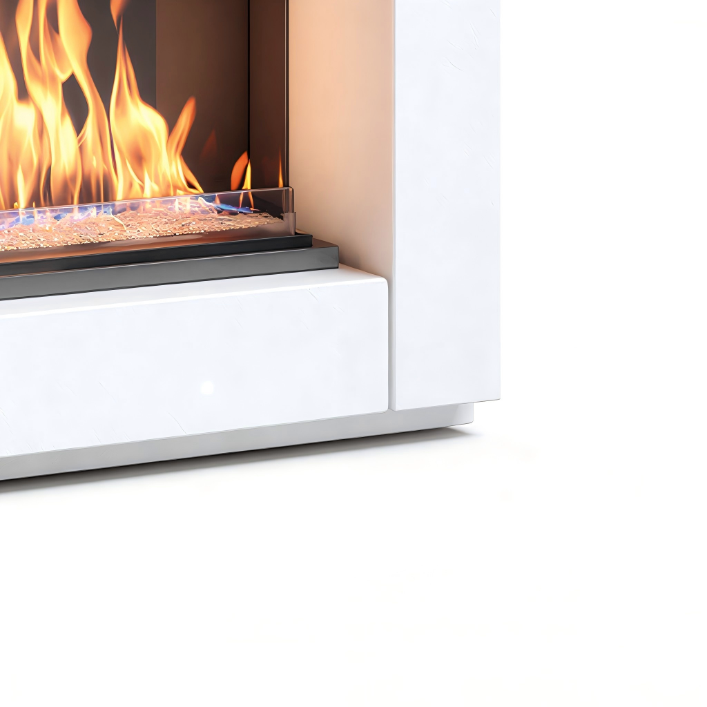 Cheminée au bioéthanol - structure moderne 78x28x92 cm - blanc/gris - design minimaliste