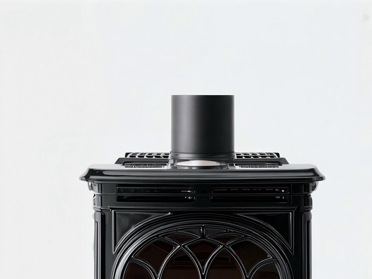 Cheminée à gaz décorative en fonte 55x35x70 cm - noir - façade arquée