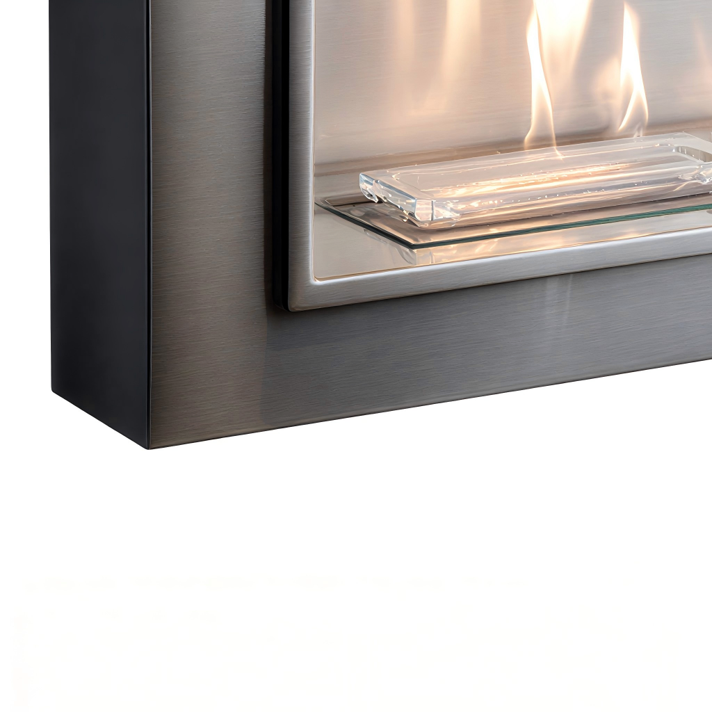 Cheminée au bioéthanol murale cadre métal 102x20x48 cm - gris - design contemporain