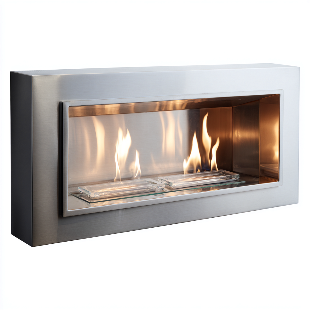 Cheminée au bioéthanol murale cadre métal 102x20x48 cm - gris - design contemporain