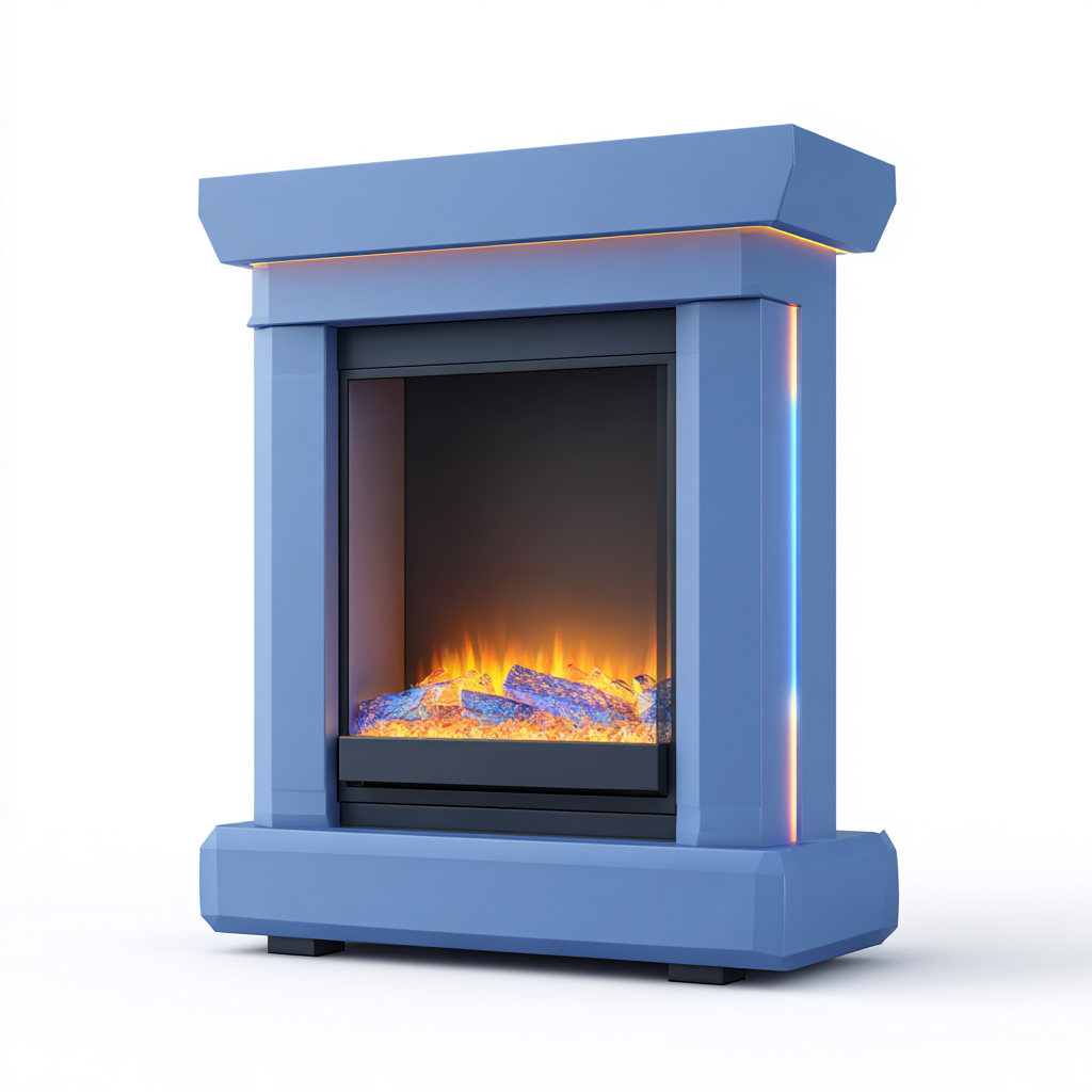 Cheminée électrique sur pied 90x28x110 cm - bleu/noir - effet flamme LED décoratif