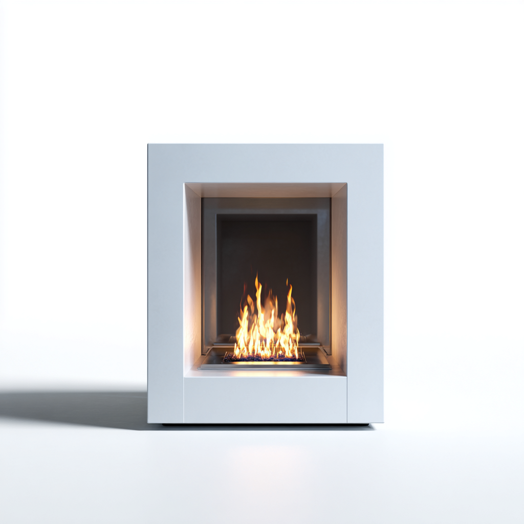 Cheminée au bioéthanol cadre MDF 70x28x80 cm - blanc - design minimaliste