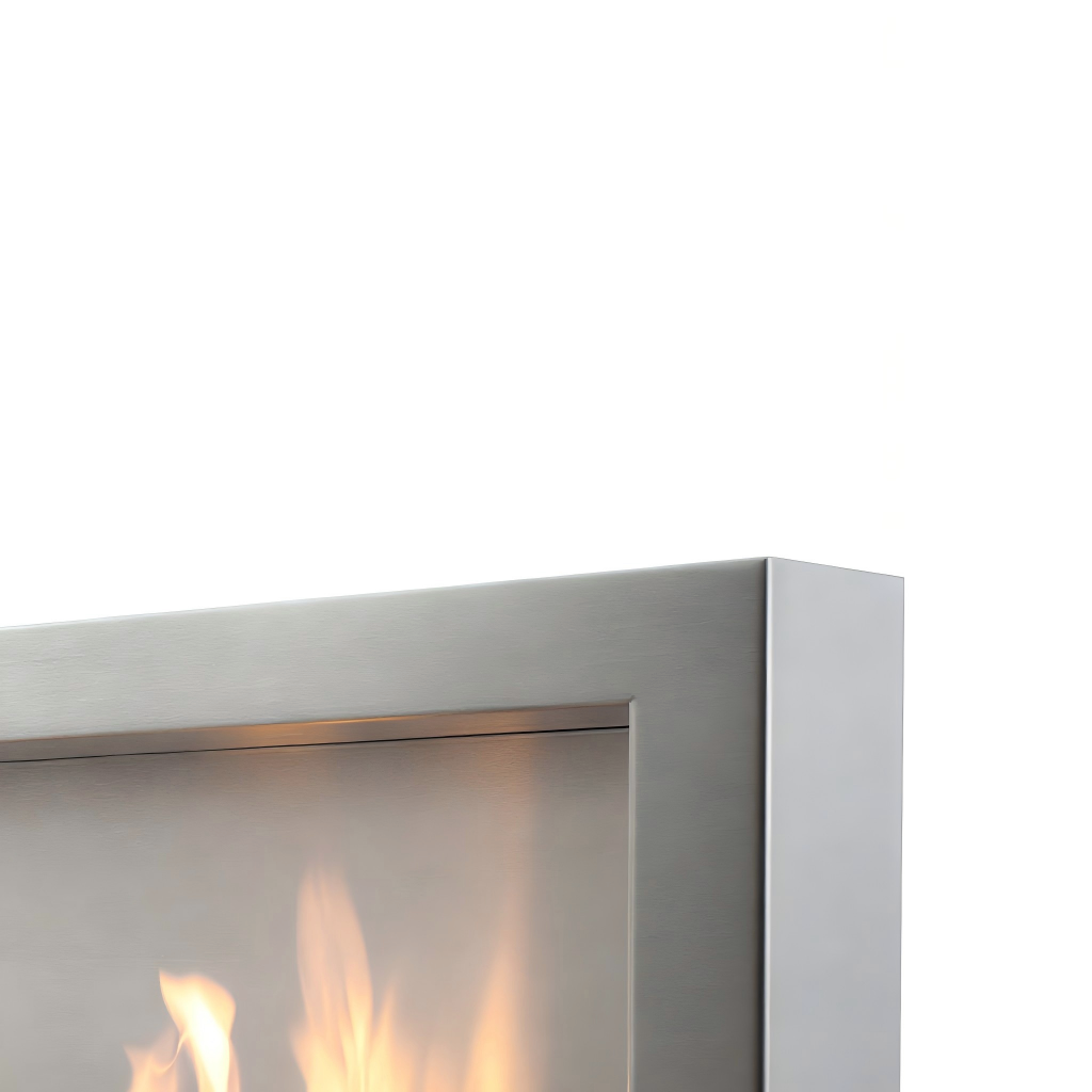 Cheminée au bioéthanol murale - métal 98x18x45 cm - argent - design moderne