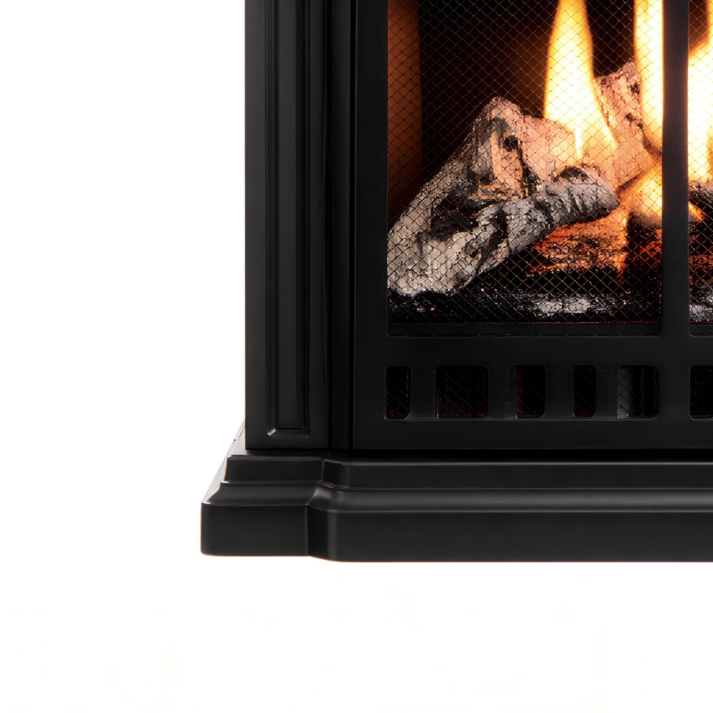 Cheminée à gaz - métal 45x35x65 cm - noir - style classique