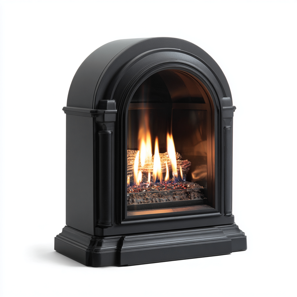 Cheminée à gaz - métal 45x35x65 cm - noir - style classique