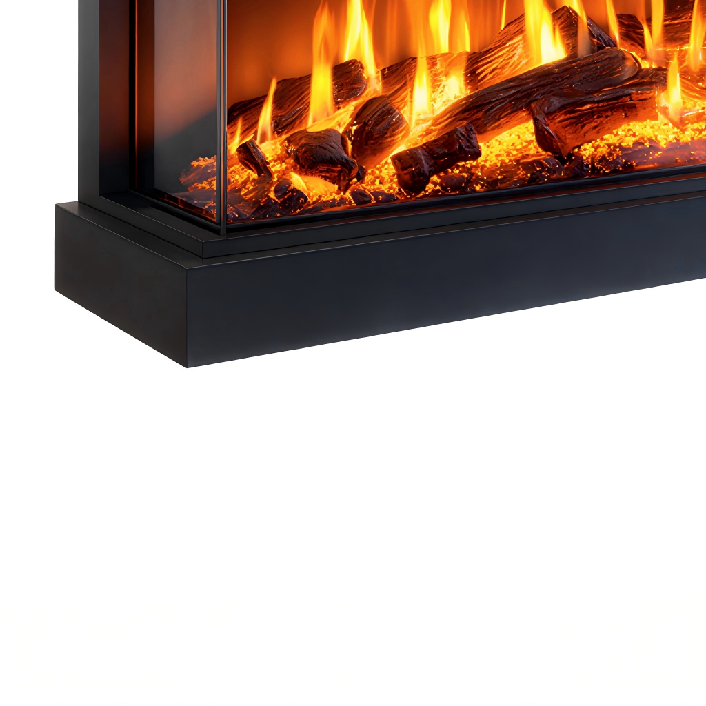 Cheminée électrique 150x22x62 cm - noir - effet flamme LED panoramique
