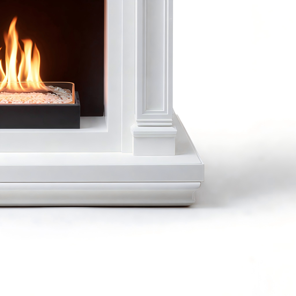 Cheminée au bioéthanol cadre MDF 72x32x78 cm - blanc - style classique