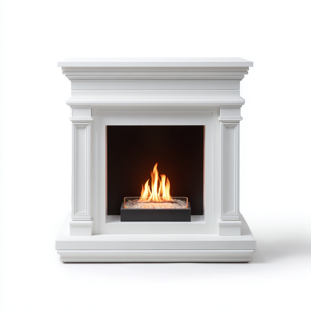 Cheminée au bioéthanol cadre MDF 72x32x78 cm - blanc - style classique