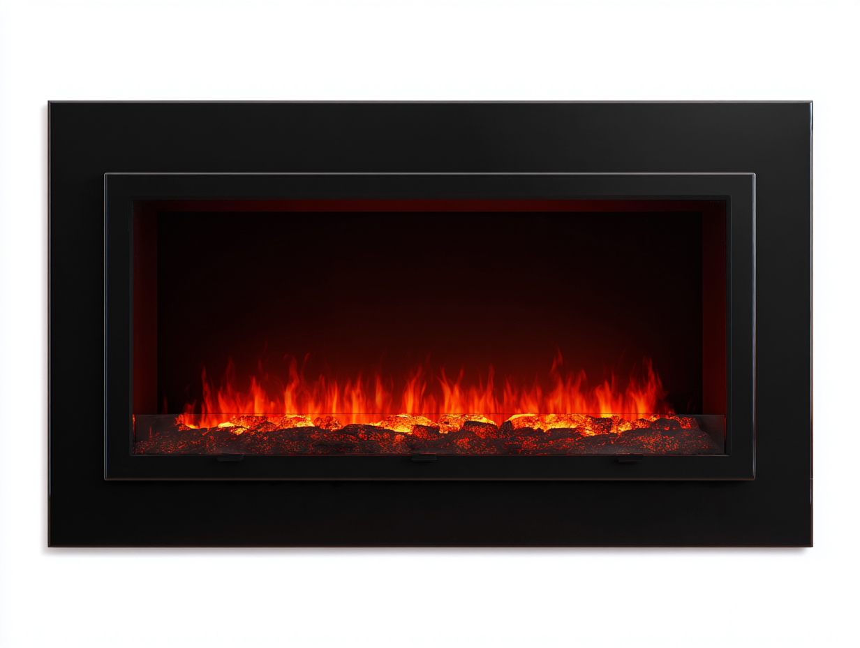 Cheminée électrique en métal 100x14x65 cm - noir - chauffage décoratif