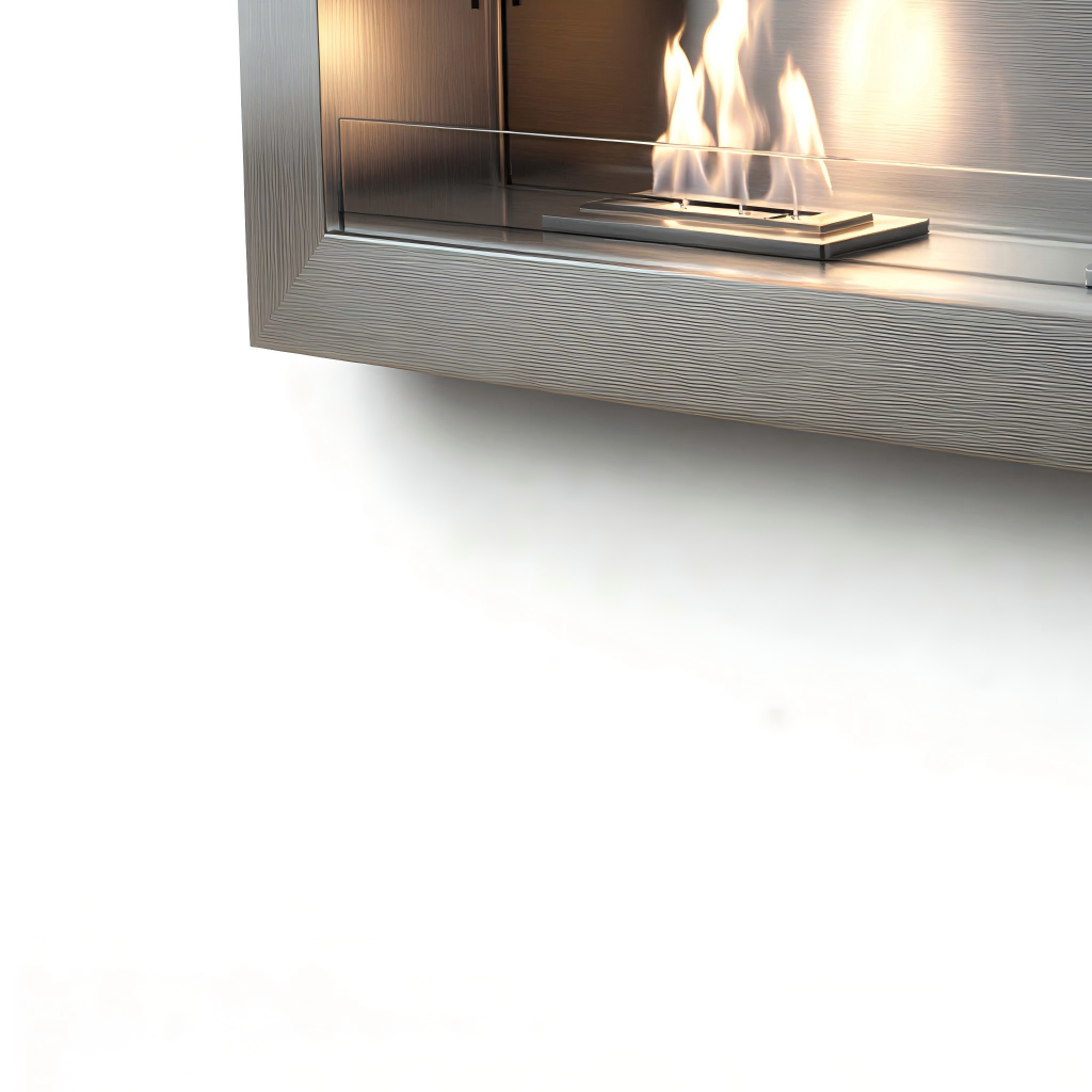 Cheminée au bioéthanol murale cadre métal 96x18x42 cm - gris - design moderne