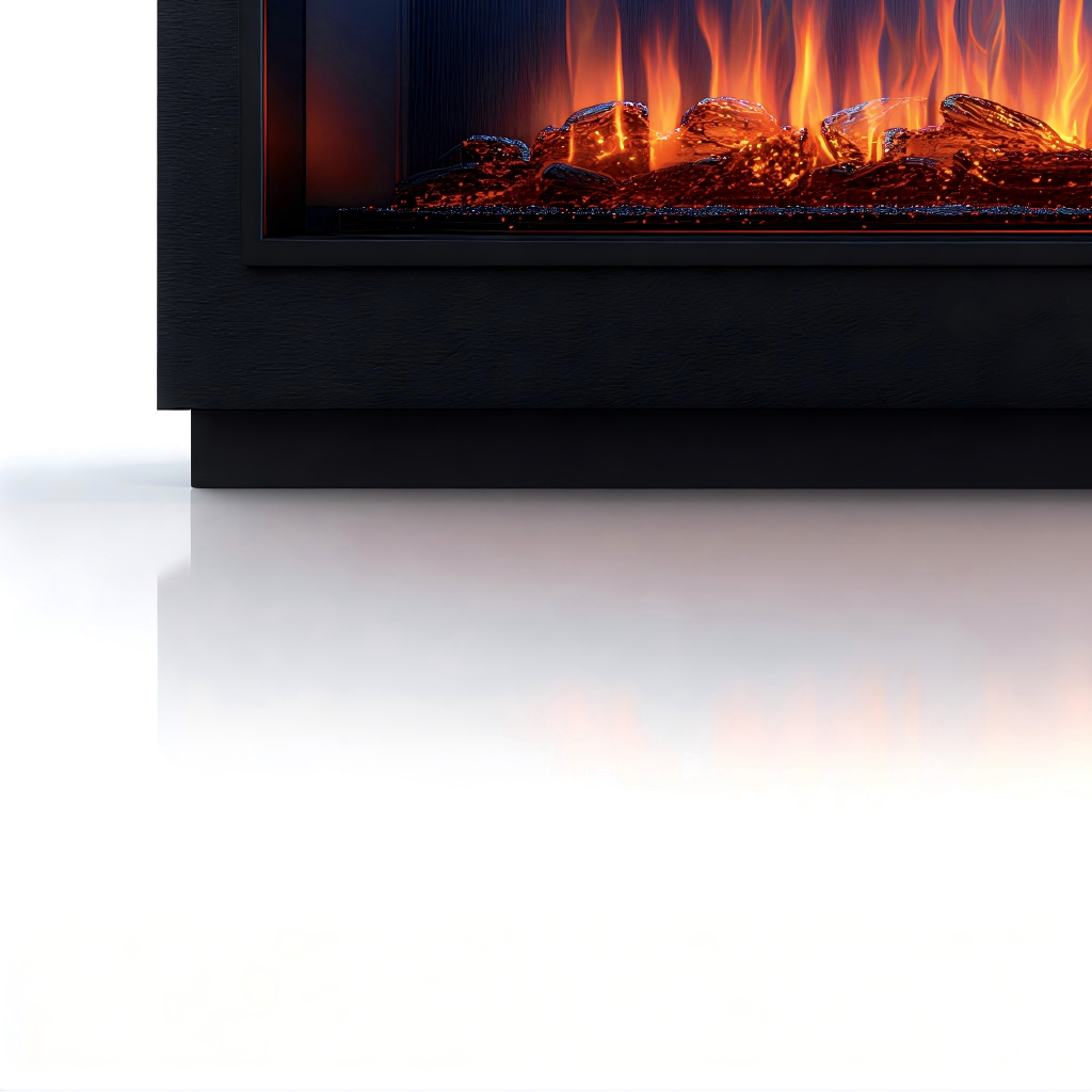 Cheminée électrique horizontale 128x18x52 cm - noir - effet flamme LED panoramique