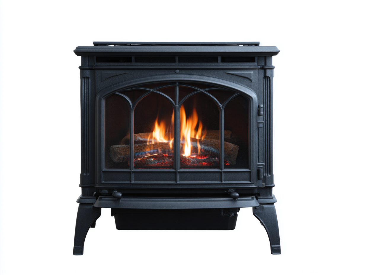 Cheminée à gaz décorative en métal 60x40x72 cm - noir - style classique