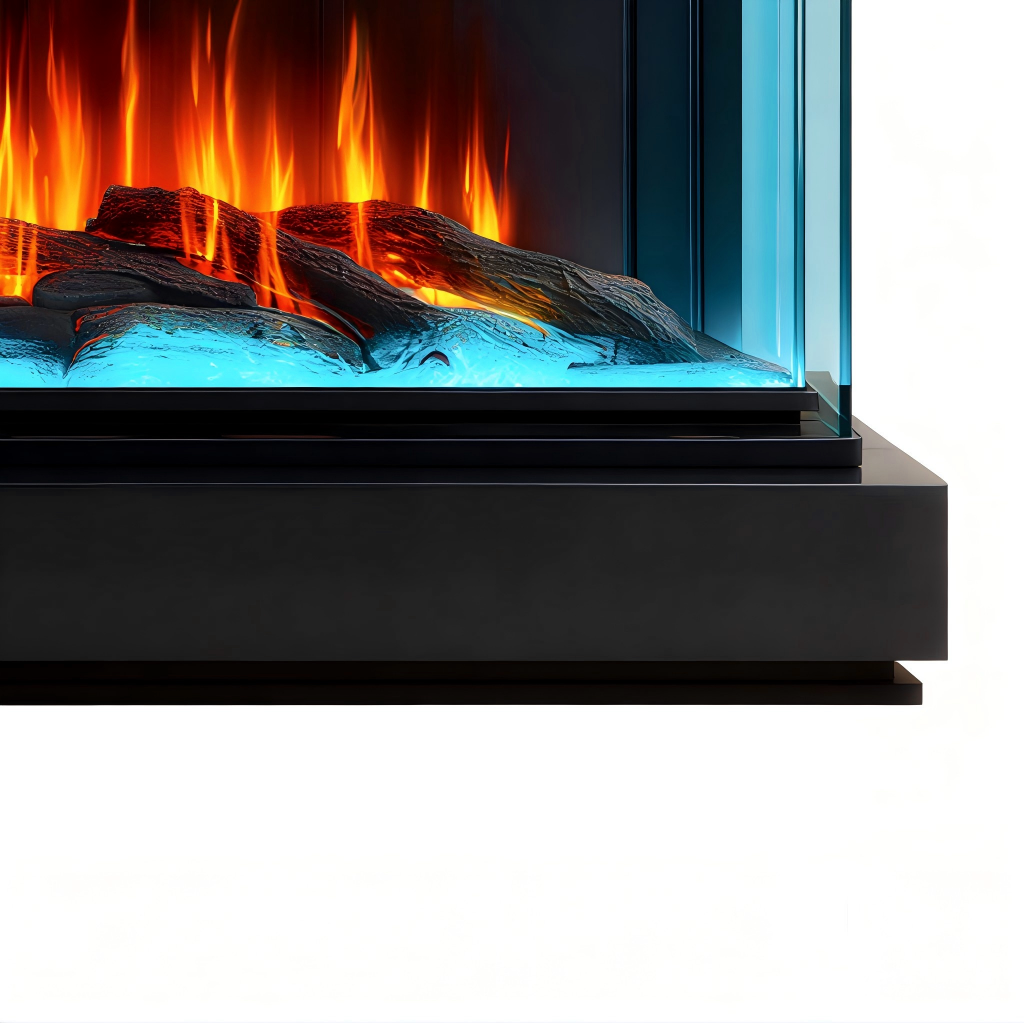 Cheminée électrique 110x22x95 cm - noir - effet flamme LED réaliste