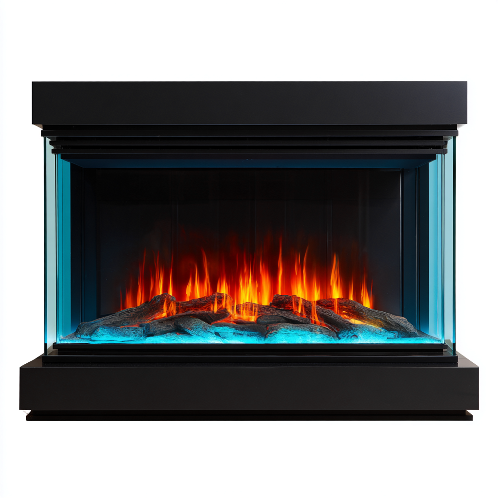 Cheminée électrique 110x22x95 cm - noir - effet flamme LED réaliste