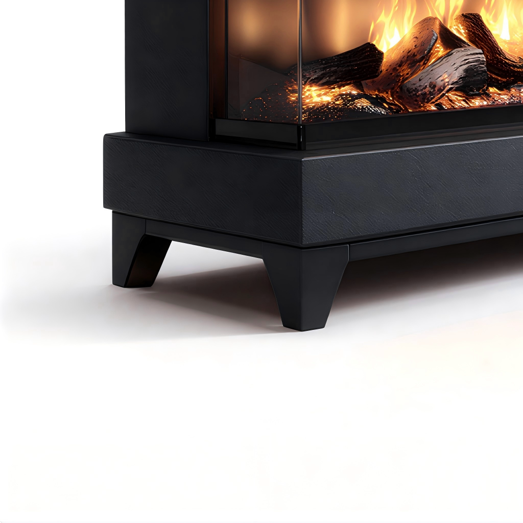 Cheminée électrique 130x20x78 cm - noir - effet flamme LED panoramique