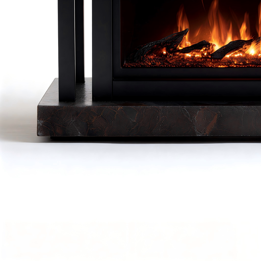 Cheminée électrique 120x28x75 cm - noir/marron - effet flamme LED décoratif