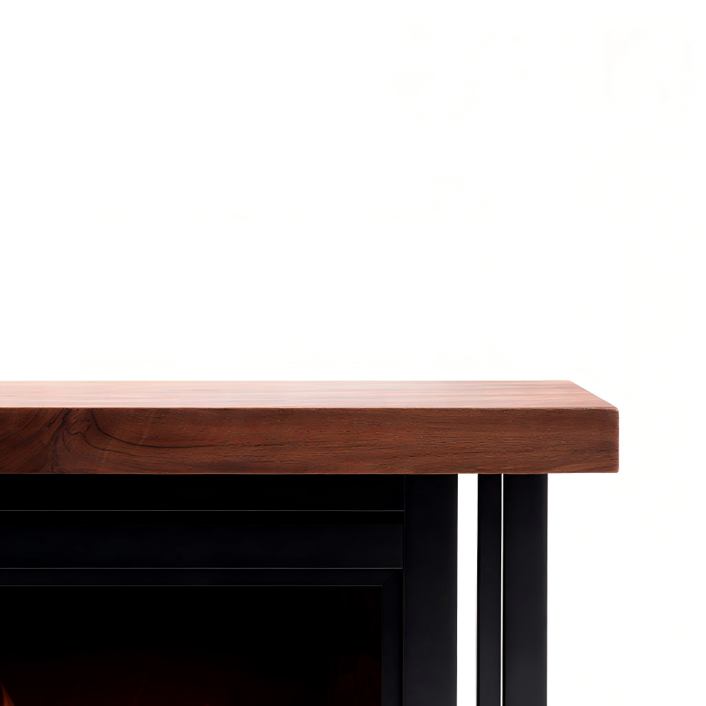 Cheminée électrique 120x28x75 cm - noir/marron - effet flamme LED décoratif