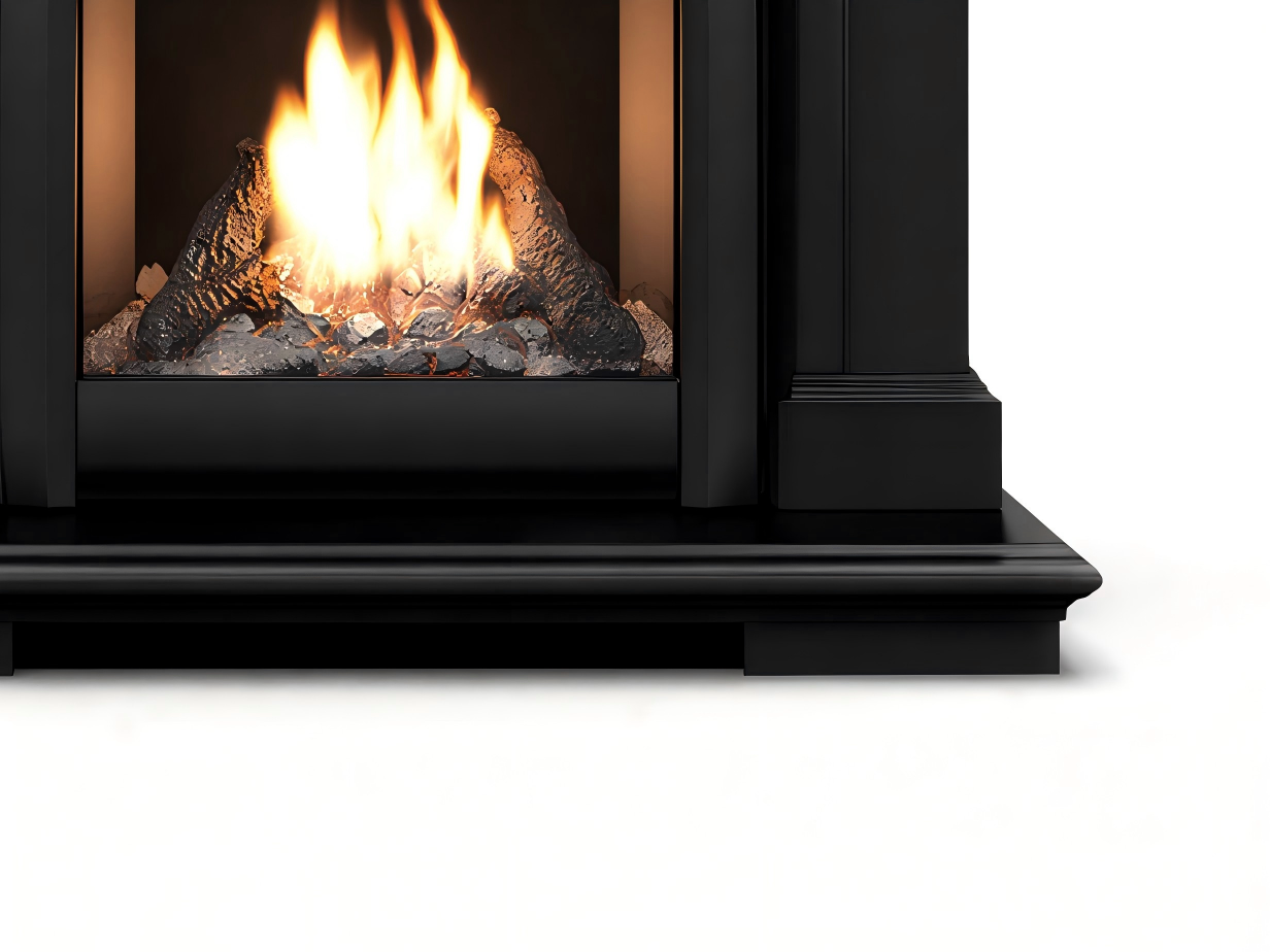 Cheminée à gaz - métal 80x35x85 cm - noir - style classique