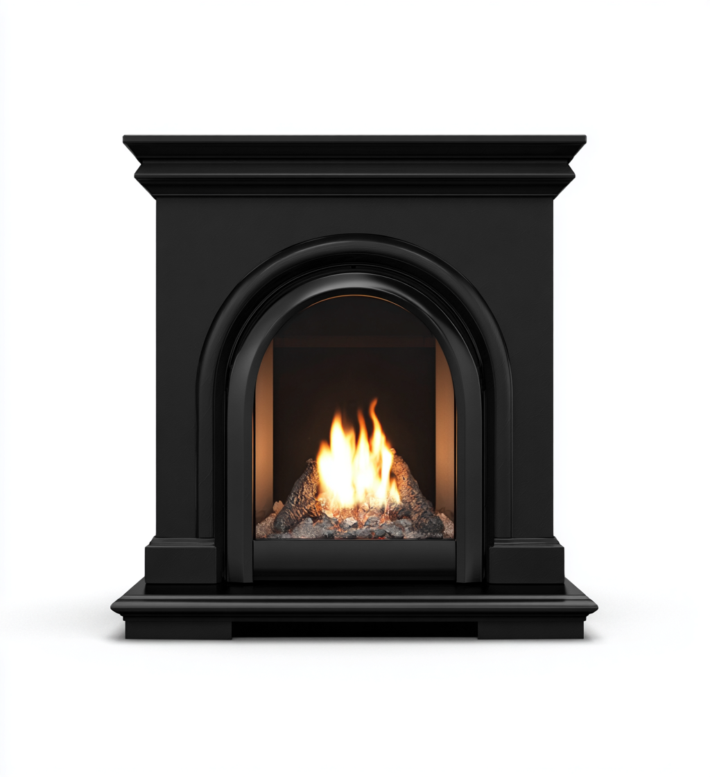 Cheminée à gaz - métal 80x35x85 cm - noir - style classique