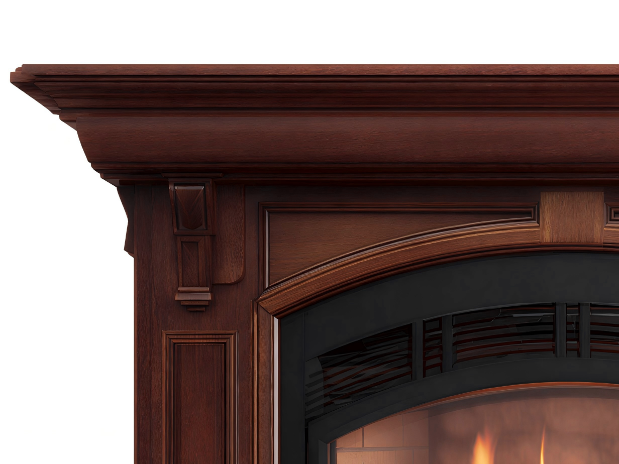 Cheminée à gaz décorative en bois 150x42x120 cm - brun/noir - encadrement traditionnel