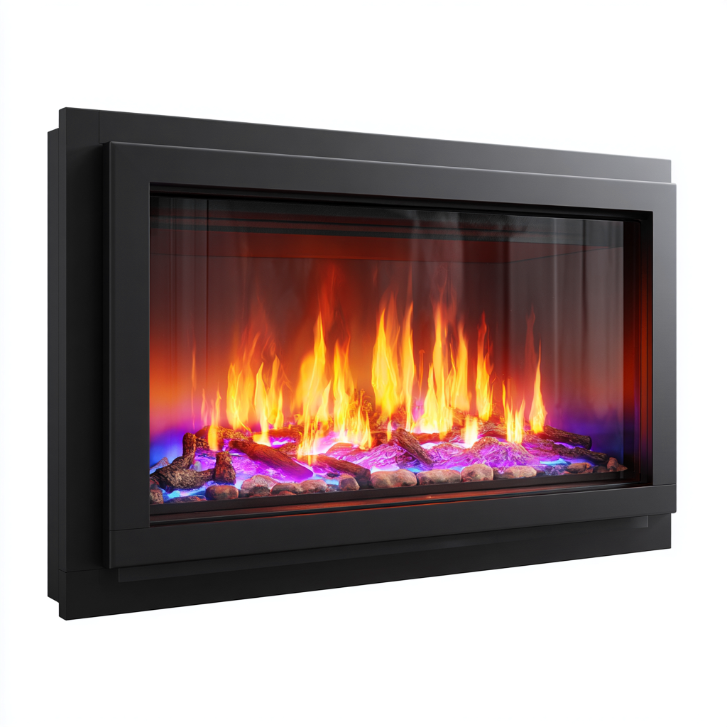 Cheminée électrique murale 100x15x50 cm - noir - effet flamme LED décoratif