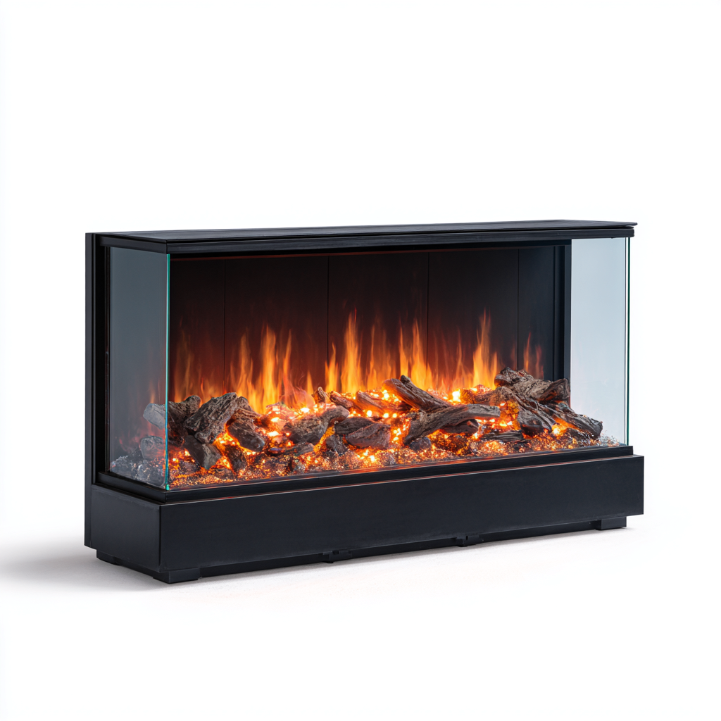 Cheminée électrique panoramique 130x23x52 cm - métal/verre trempé - noir - flamme LED réaliste