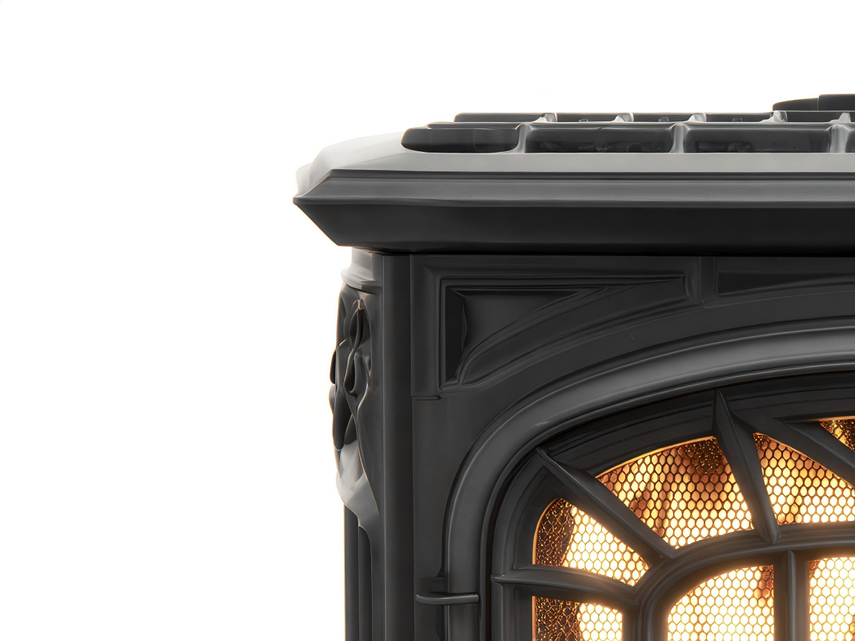 Cheminée à gaz décorative en métal 70x45x75 cm - noir - style classique